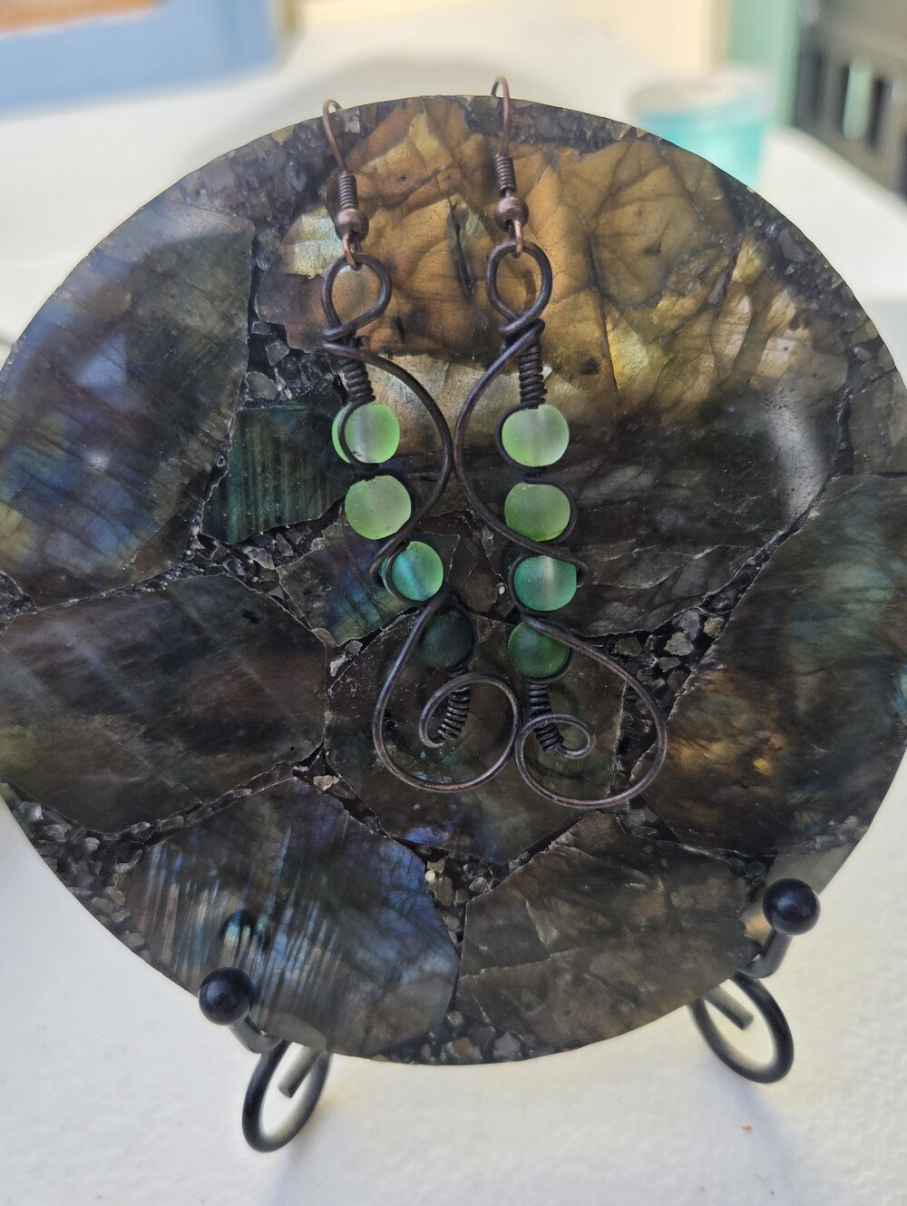UV Reactice Copper Wire Wrap Earrings